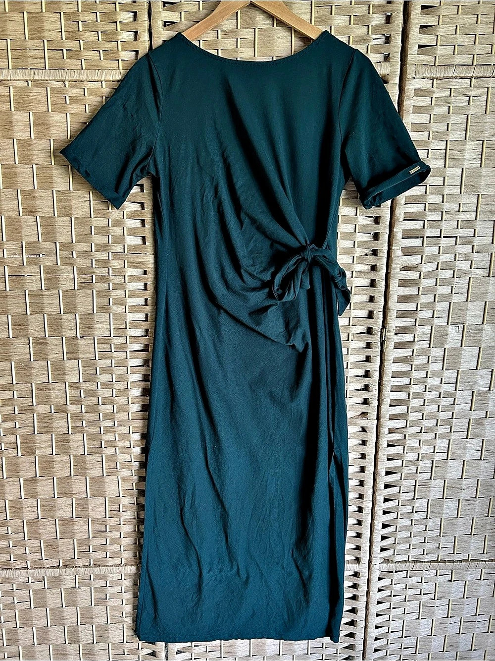 DKNY Ruched Midi Dress in Dark Green Size Medium Like New